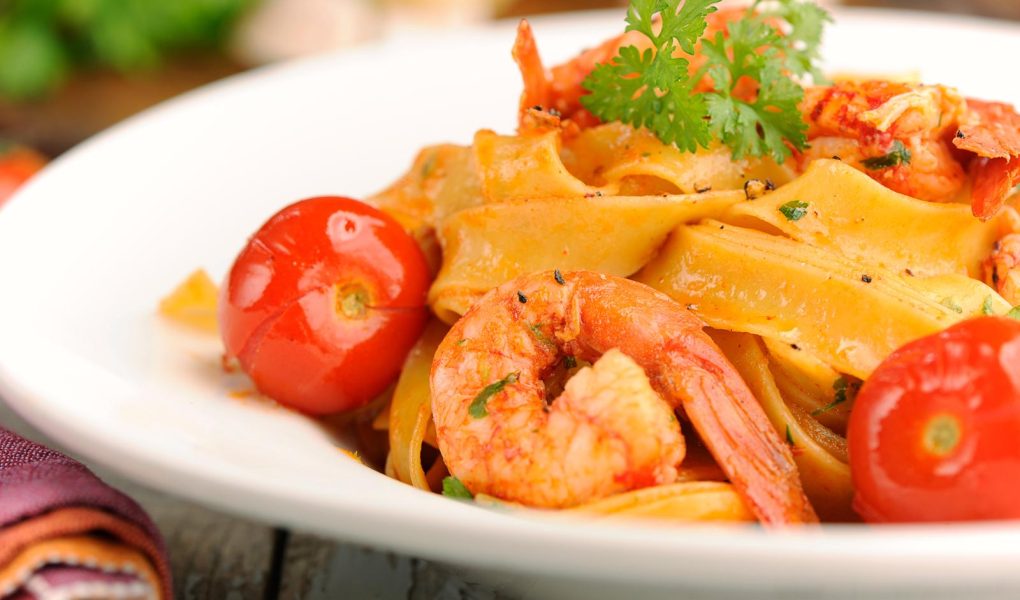 Pasta con gamberoni