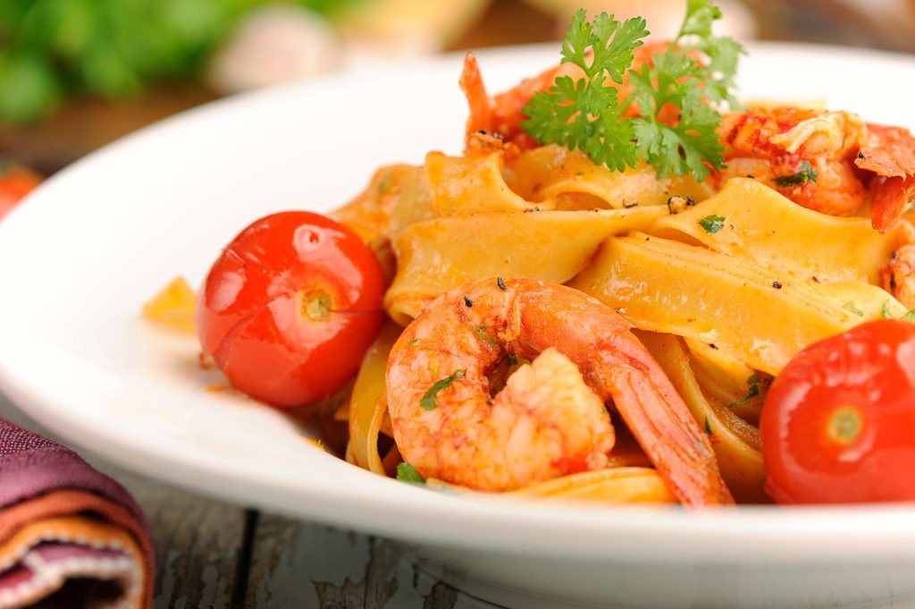 Pasta con gamberoni
