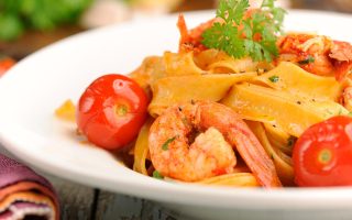 Pasta con gamberoni