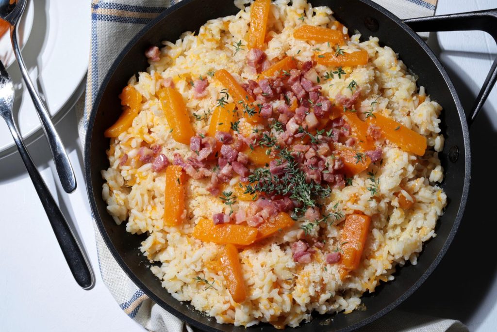 Risotto zucca e pancetta